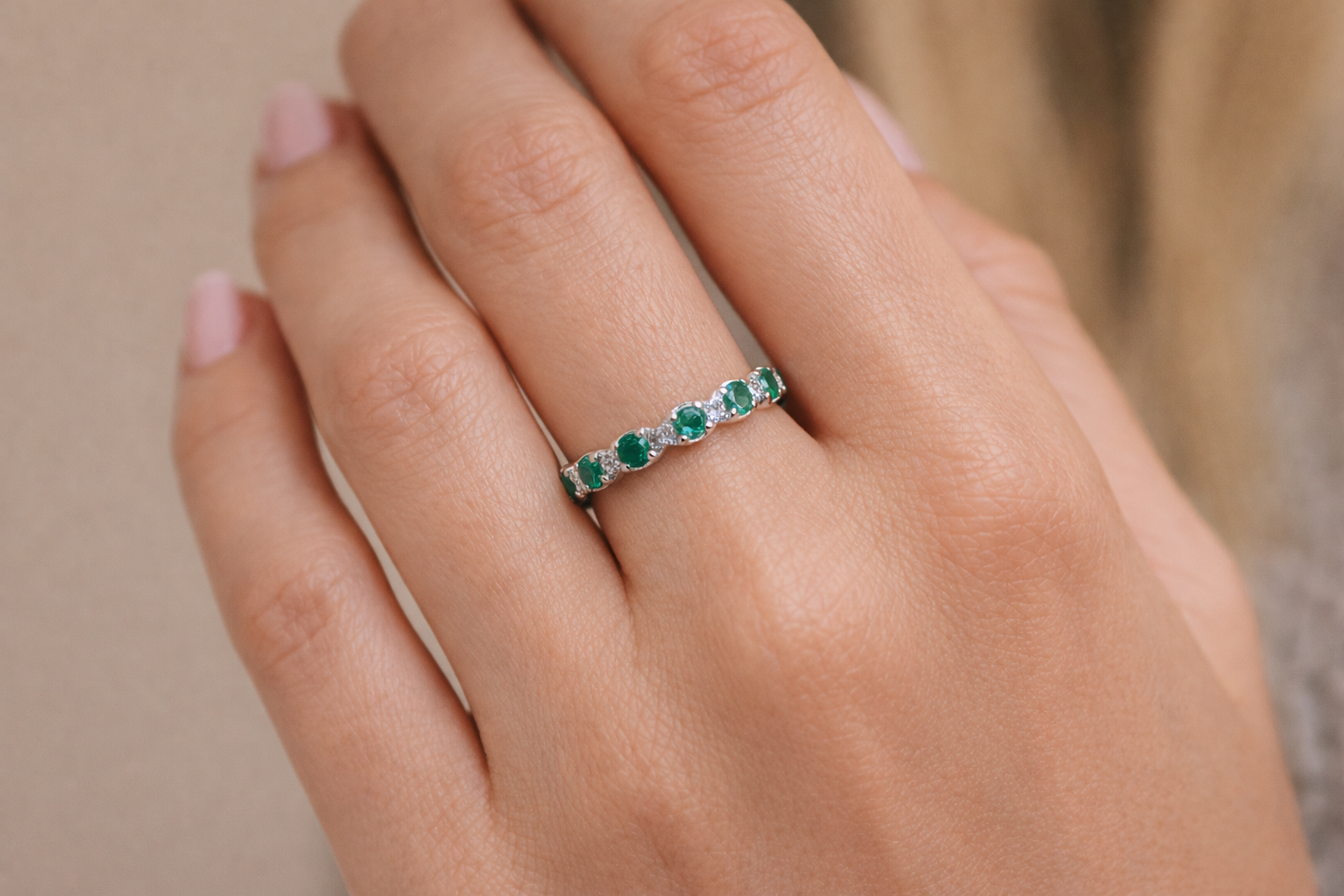 Verdelle Emerald & Diamond Wave Ring