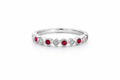 18K White Gold Ruby & Diamond Vintage Style Band