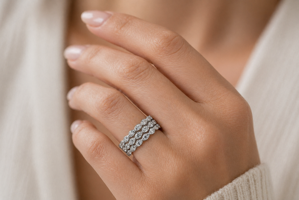 Triple Row Marquise Illusion Diamond Band