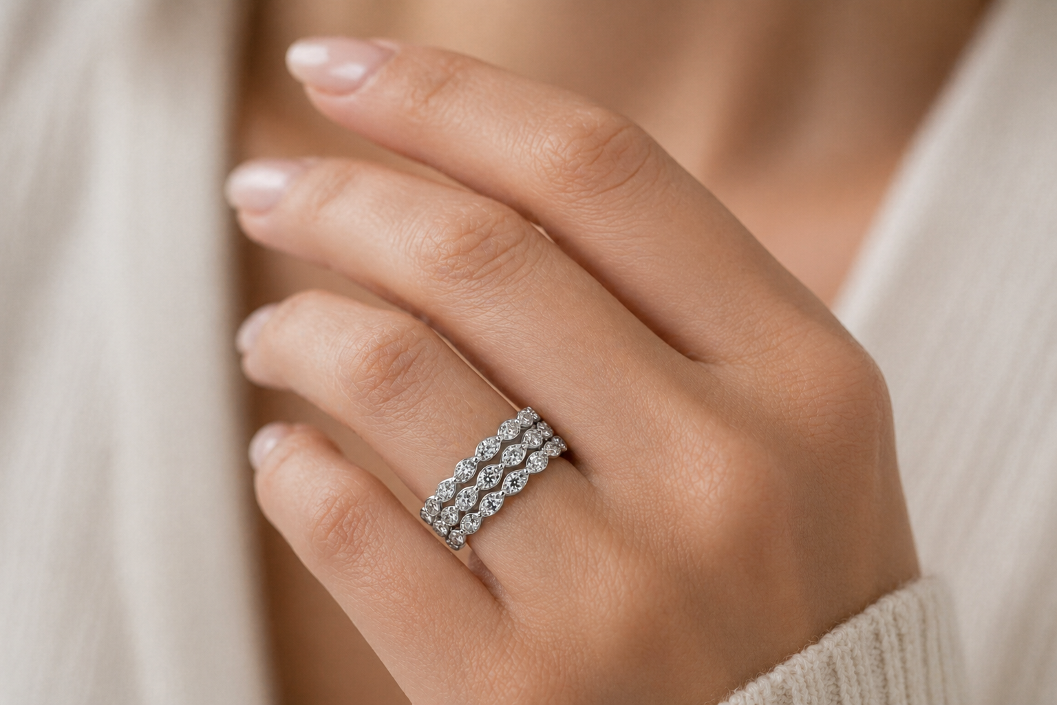 Triple Row Marquise Illusion Diamond Band