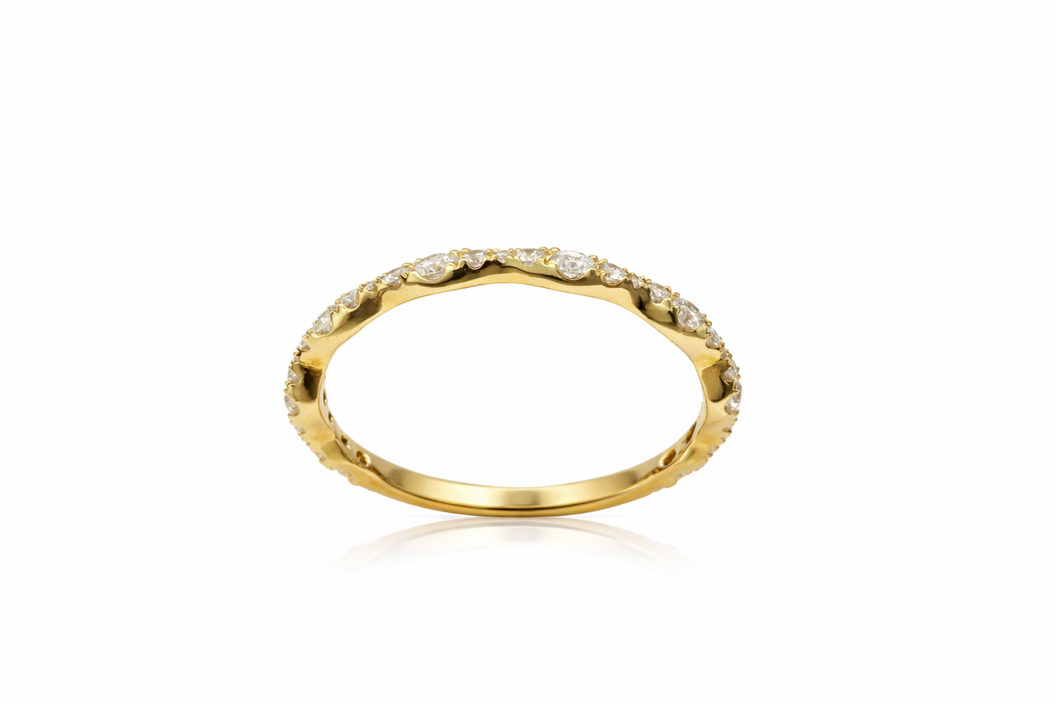 18K Yellow Gold Diamond Wave Eternity Ring