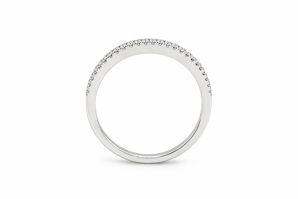 Baguette & Round Diamond Double Halo Band Ring