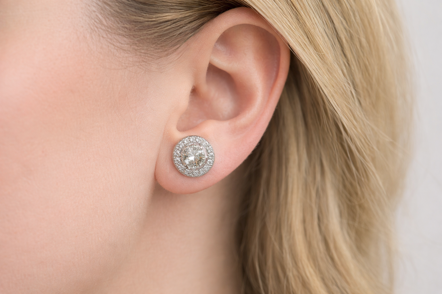 Celeste Halo Diamond Stud Earrings