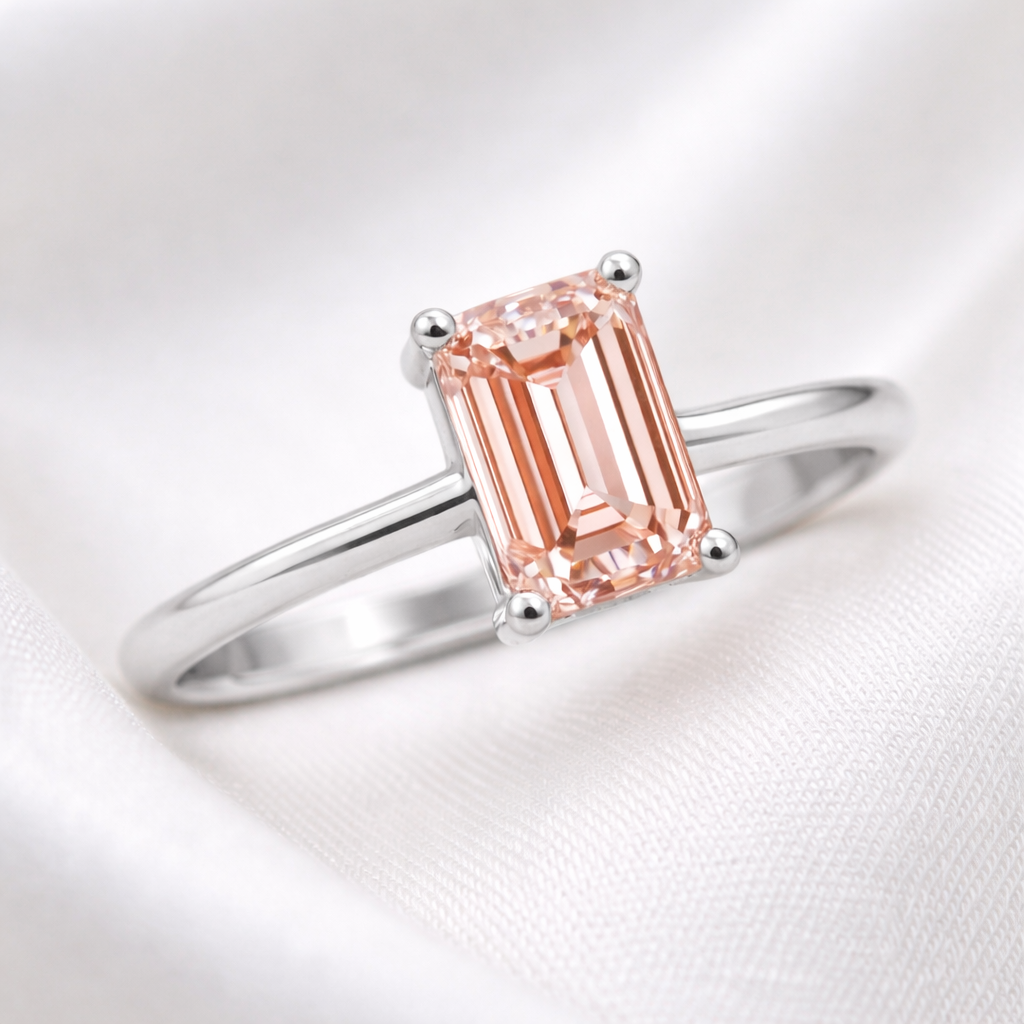 1.51 CT Pink Emerald Lab ~ The Classic Setting