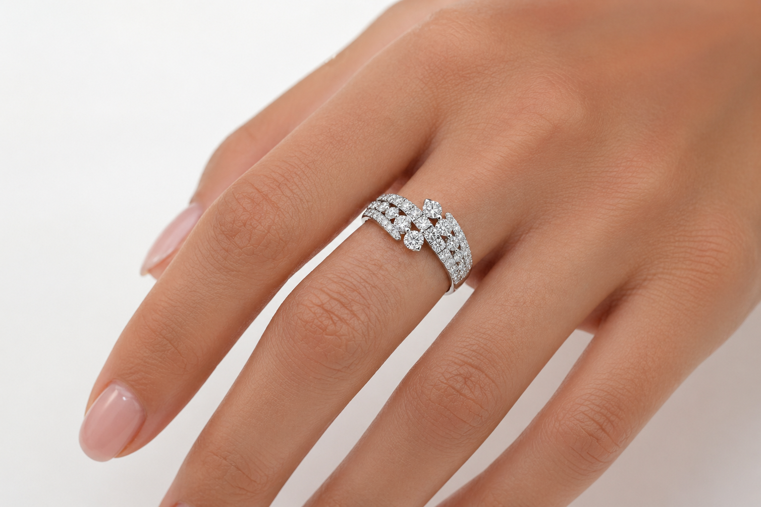 Luxe Crossover Diamond Wrap Ring