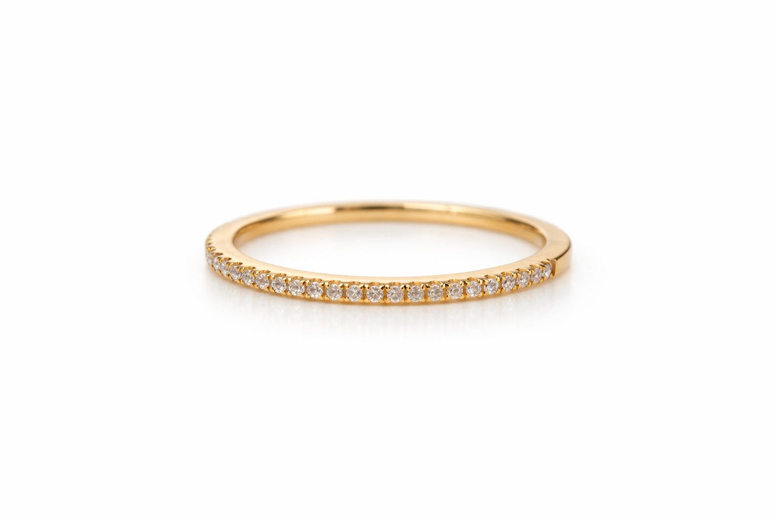 18K Yellow Gold Diamond Half Eternity Stackable Ring