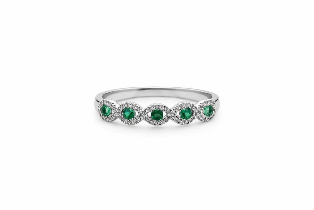 Verdelle Emerald & Diamond Infinity Ring