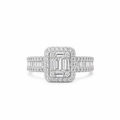 Emerald Halo Baguette Diamond Ring