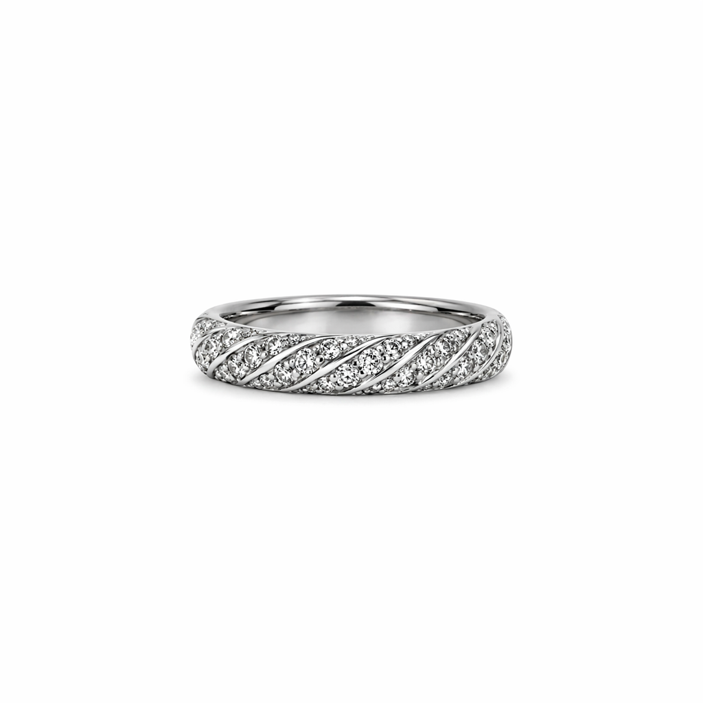 Twisted Pavé Diamond Wave Band Ring