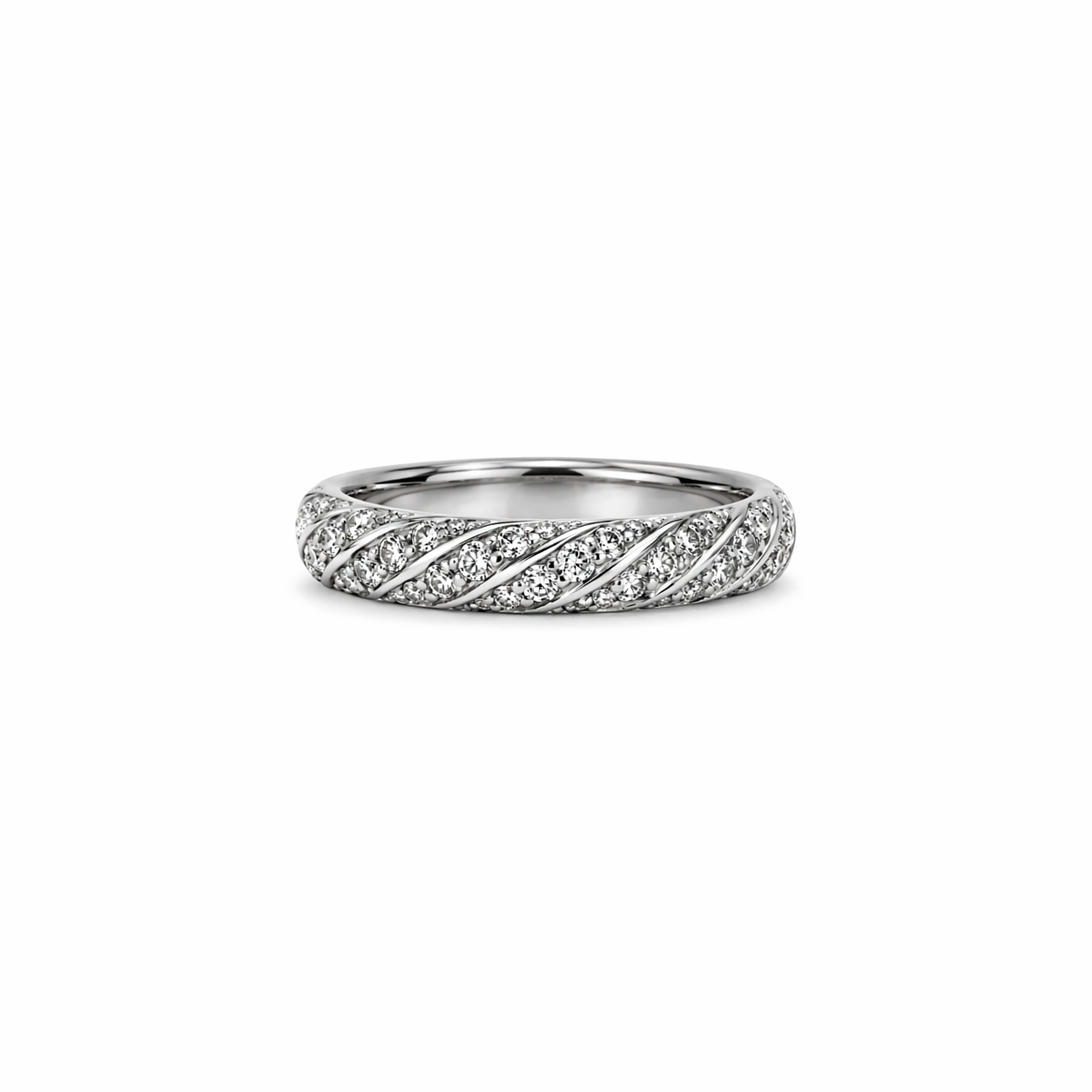 Twisted Pavé Diamond Wave Band Ring