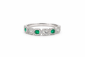 18K White Gold Emerald & Diamond Halo Eternity Band